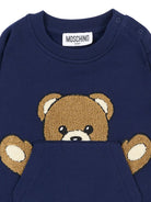 Felpa per neonato Moschino Kids blu con toppa a forma di orsacchiotto MUF06KLCA93 40016 MOSCHINO KIDS 