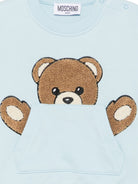 Felpa per neonato Moschino Kids azzurra con stampa orsetto sul davanti MUF06KLCA93 40304 MOSCHINO KIDS 