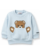 Felpa per neonato Moschino Kids azzurra con stampa orsetto sul davanti MUF06KLCA93 40304 MOSCHINO KIDS 