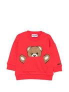 Felpa per neonati Moschino Kids rossa con toppa a forma di orsacchiotto MUF06KLCA93 50109 MOSCHINO KIDS 