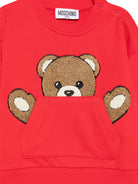 Felpa per neonati Moschino Kids rossa con toppa a forma di orsacchiotto MUF06KLCA93 50109 MOSCHINO KIDS 