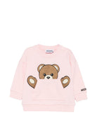 Felpa per neonata Moschino Kids rosa con toppa a forma di orsacchiotto MUF06KLCA93 50209 MOSCHINO KIDS 