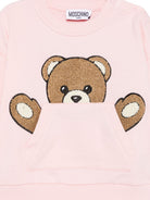 Felpa per neonata Moschino Kids rosa con toppa a forma di orsacchiotto MUF06KLCA93 50209 MOSCHINO KIDS 