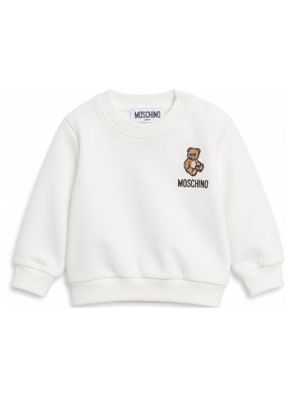 Felpa per neonati Moschino Kids bianco con ricamo Teddy Bear MUF06OLCA40 10063 MOSCHINO KIDS 