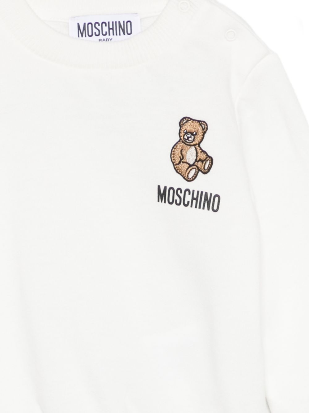 Felpa per neonati Moschino Kids bianco con ricamo Teddy Bear MUF06OLCA40 10063 MOSCHINO KIDS 