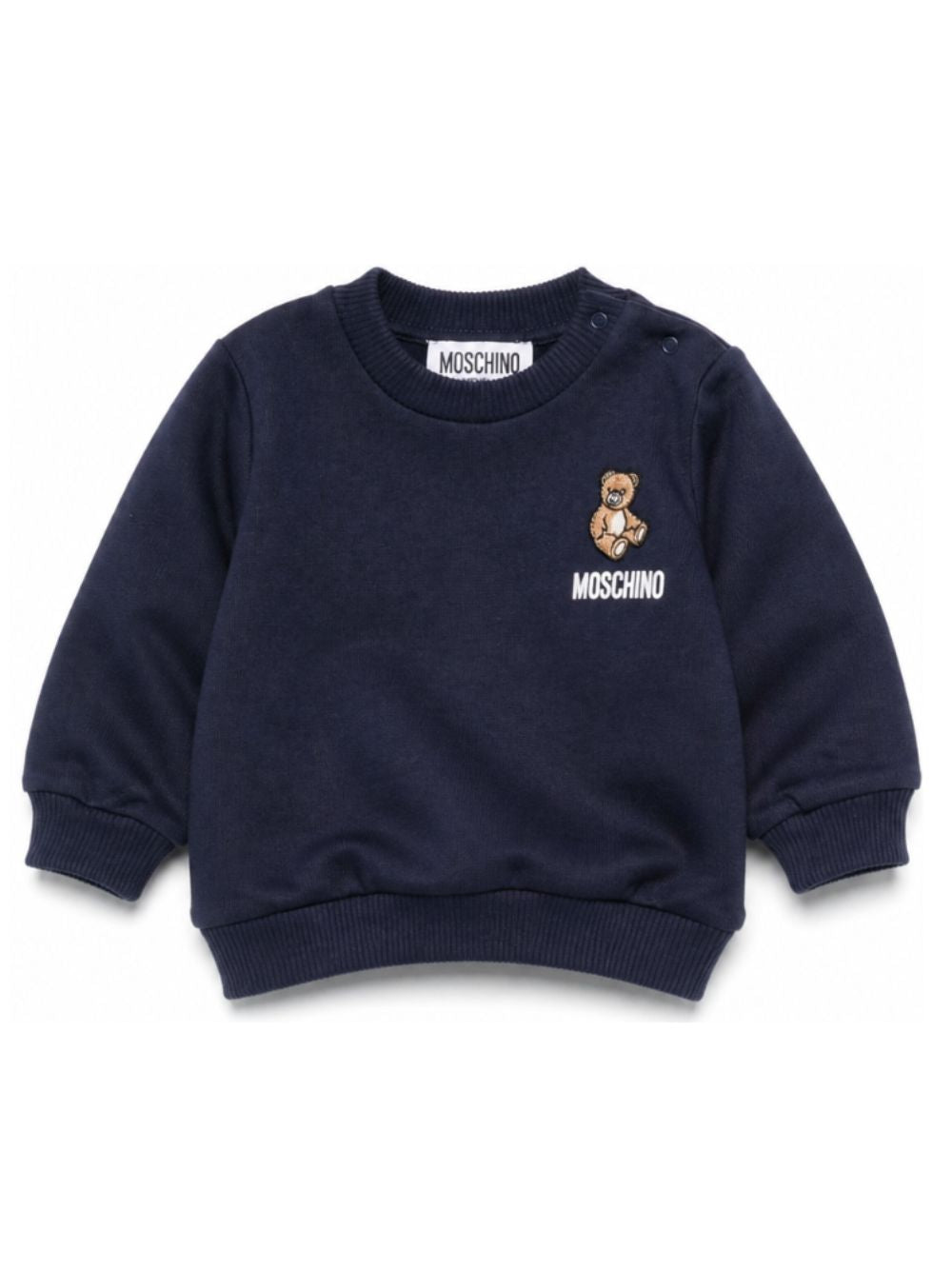 Felpa per neonati Moschino Kids blu con ricamo Teddy Bear MUF06OLCA40 40016 MOSCHINO KIDS 