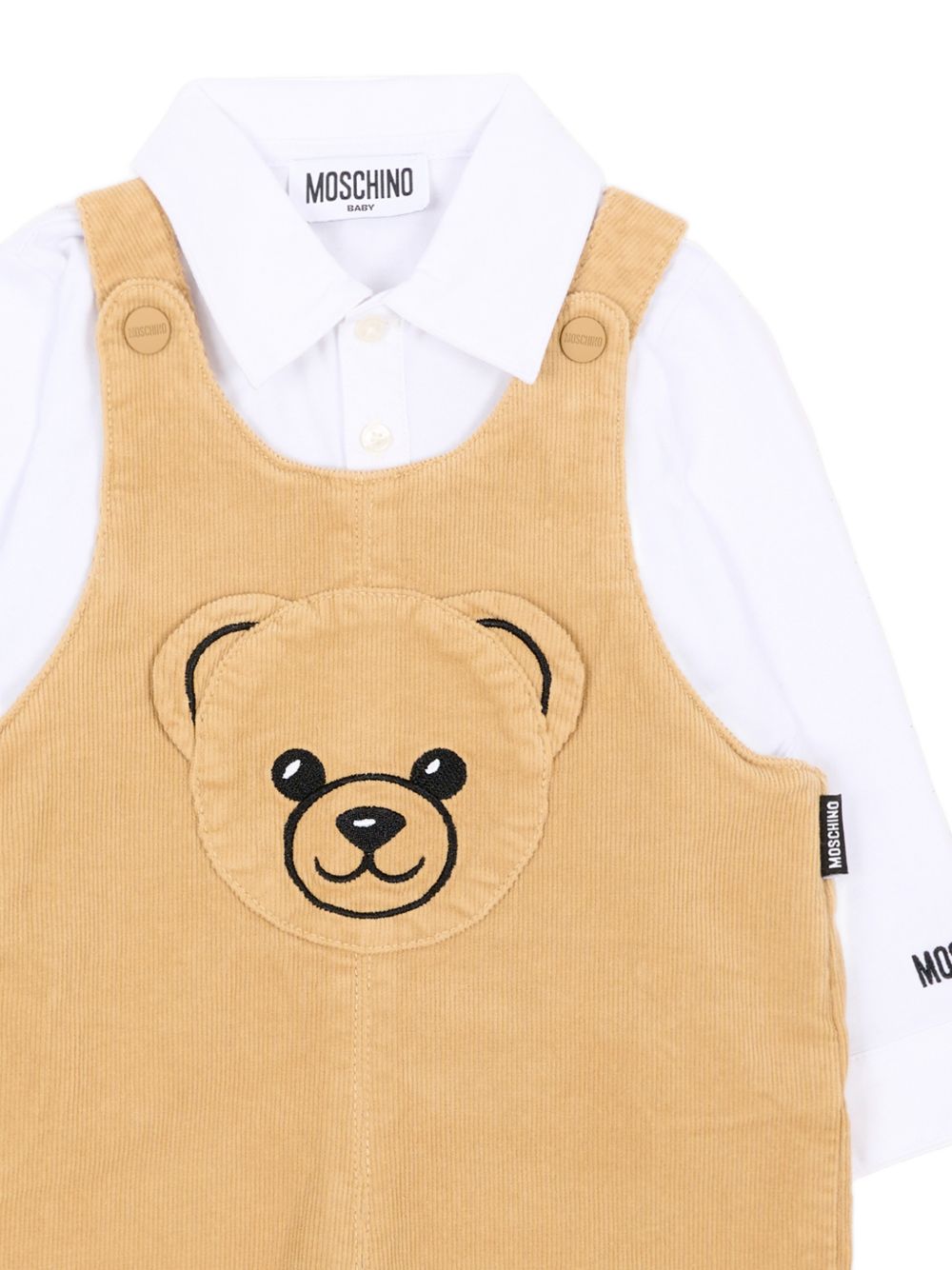 Set due pezzi per neonato Moschino Kids beige con trama a coste MUK05QLVC02 20351 MOSCHINO KIDS 