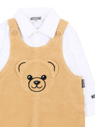 Set due pezzi per neonato Moschino Kids beige con trama a coste MUK05QLVC02 20351 MOSCHINO KIDS 