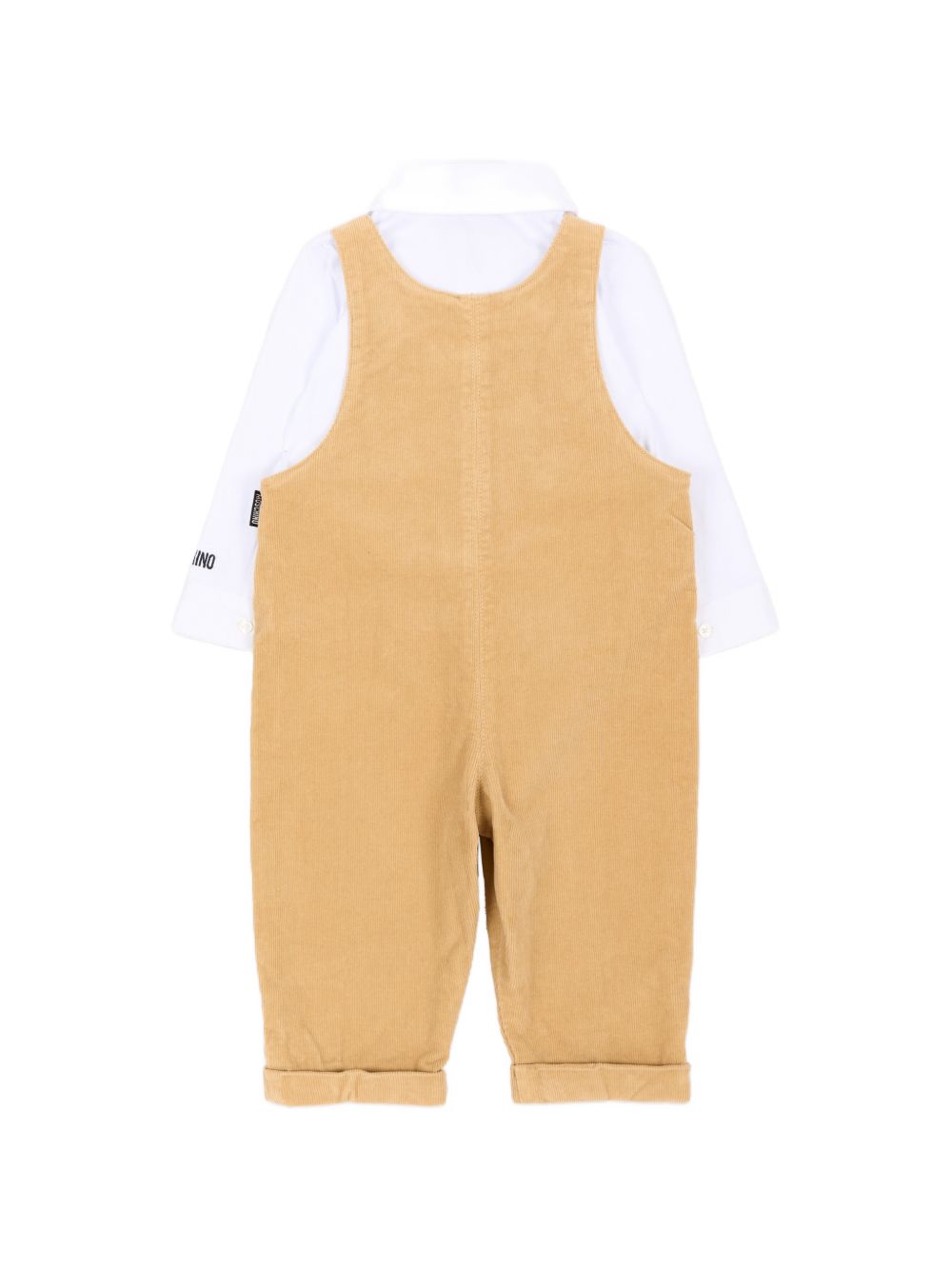 Set due pezzi per neonato Moschino Kids beige con trama a coste MUK05QLVC02 20351 MOSCHINO KIDS 