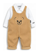 Set due pezzi per neonato Moschino Kids beige con trama a coste MUK05QLVC02 20351 MOSCHINO KIDS 