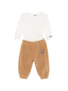 Completo per neonato Moschino Kids marrone in finta pelliccia di montone (set da tre) MUK05TLIA00 20351 MOSCHINO KIDS 