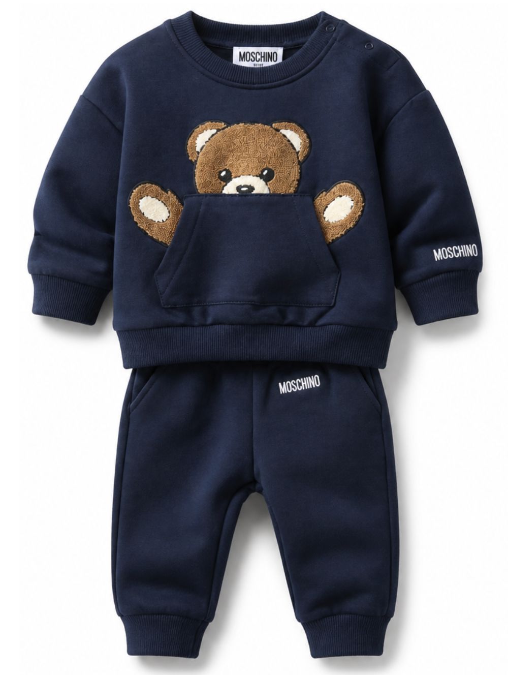 Completo per neonato Moschino Kids blu con stampa grafica logo Teddy Bear MUK05VLCA93 40016 MOSCHINO KIDS 