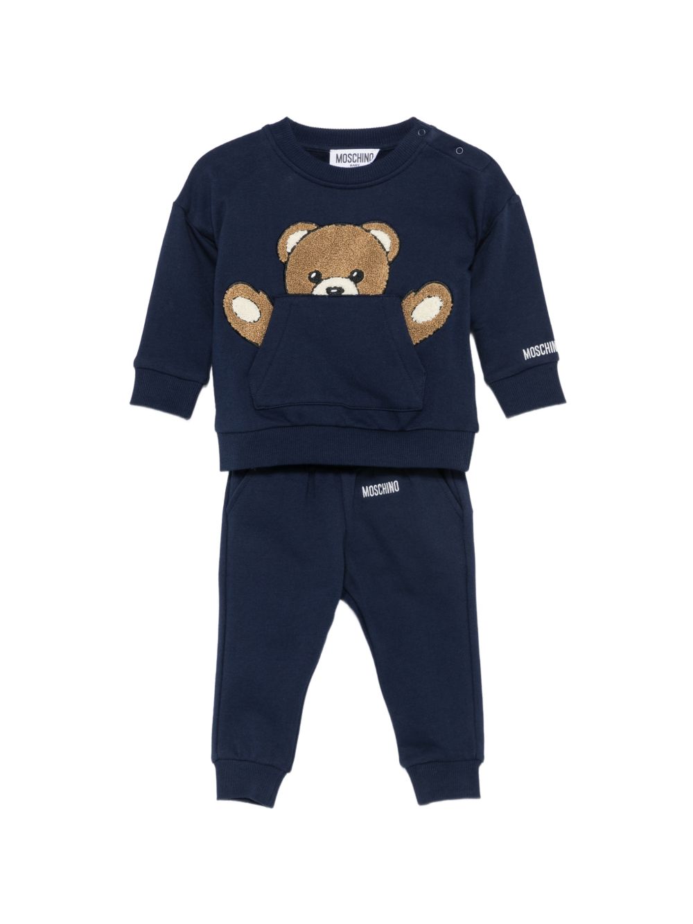 Completo per neonato Moschino Kids blu con stampa grafica logo Teddy Bear MUK05VLCA93 40016 MOSCHINO KIDS 