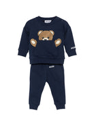 Completo per neonato Moschino Kids blu con stampa grafica logo Teddy Bear MUK05VLCA93 40016 MOSCHINO KIDS 