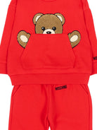 Set di Felpa e Pantalone per neonato Moschino Kids rosso con toppa a forma di orsacchiotto MUK05VLCA93 50109 MOSCHINO KIDS 