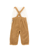 Set t-shirt e salopette per neonato Moschino Kids beige con applicazione Teddy Bear MUK05WLIA00 20351 MOSCHINO KIDS 