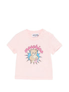 T-shirt per neonata Moschino Kids rosa chiaro con stampa popcorn orsacchiotto MUM04WLAA57 50209 MOSCHINO KIDS 