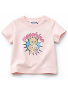 T-shirt per neonata Moschino Kids rosa chiaro con stampa popcorn orsacchiotto MUM04WLAA57 50209 MOSCHINO KIDS 