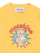 T-shirt per neonato Moschino Kids gialla con stampa popcorn con orsacchiotto MUM04WLAA57 51140 MOSCHINO KIDS 