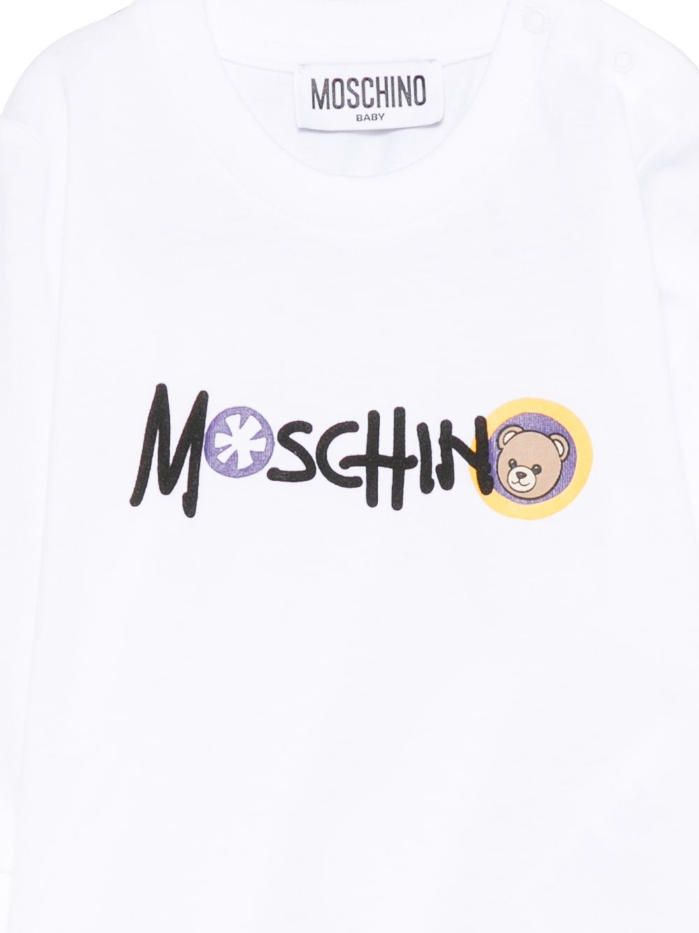 T-shirt per neonati Moschino Kids bianca con stampa grafica MUO01CLAA20 10101 MOSCHINO KIDS 
