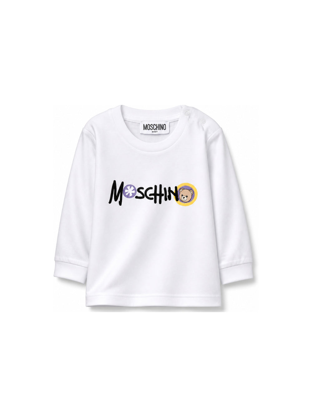 T-shirt per neonati Moschino Kids bianca con stampa grafica MUO01CLAA20 10101 MOSCHINO KIDS 