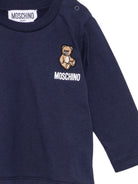 T-shirt per neonati Moschino Kids blu con ricamo Teddy Bear MUO01DLAA10 40016 MOSCHINO KIDS 
