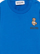T-shirt per neonati Moschino Kids blu con ricamo Teddy Bear MUO01DLAA10 40157 MOSCHINO KIDS 