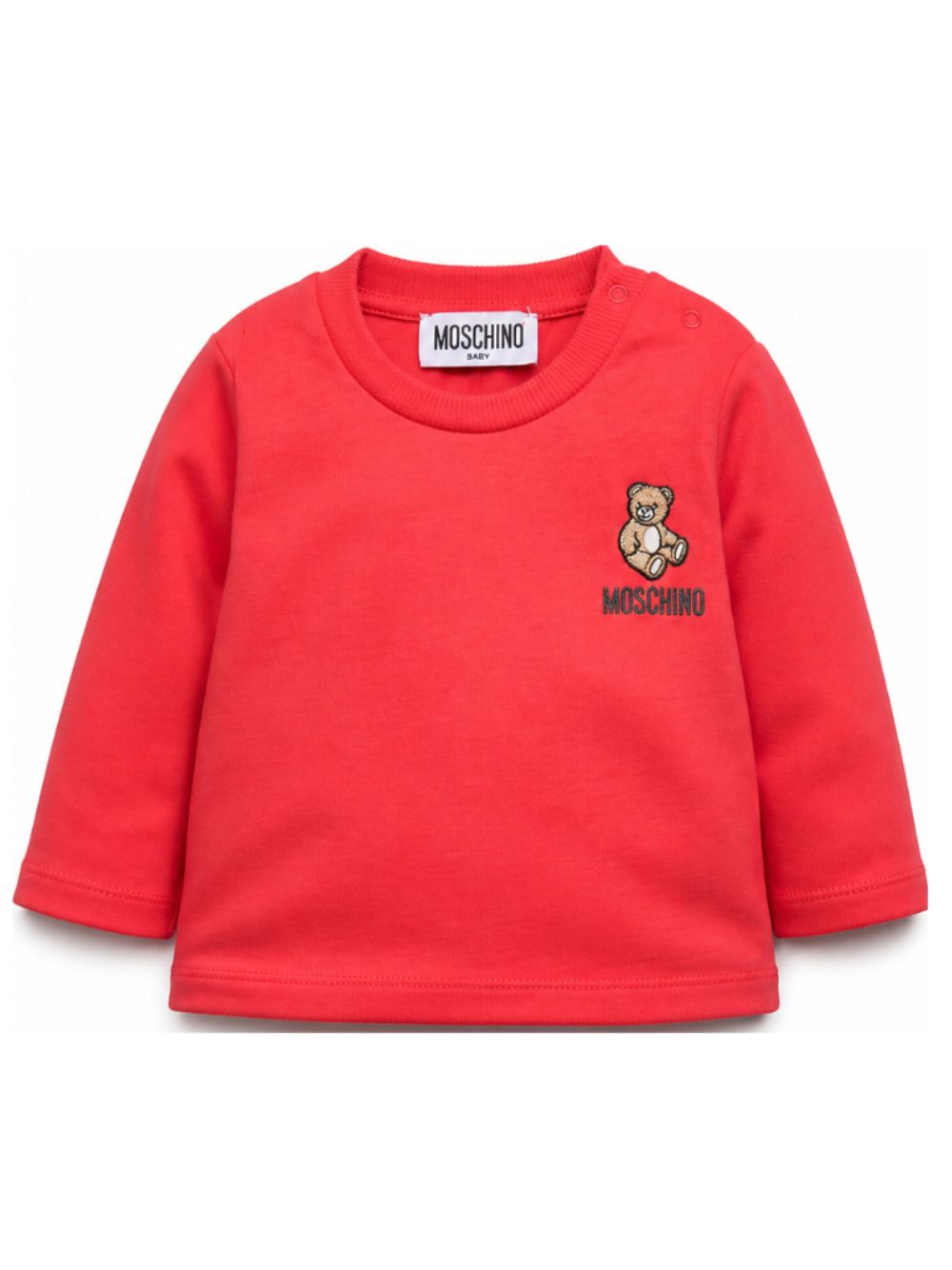 T-shirt per neonati Moschino Kids rosso con ricamo Teddy Bear MUO01DLAA10 50109 MOSCHINO KIDS 