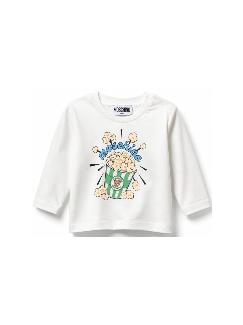 T-shirt per neonati Moschino Kids bianca con stampa grafica MUO01ELAA10 10063 MOSCHINO KIDS 