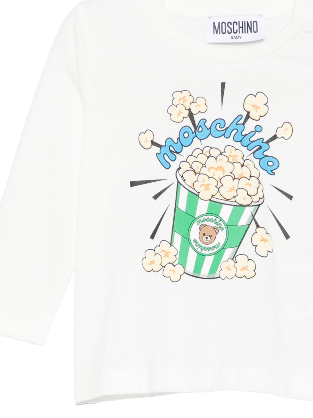 T-shirt per neonati Moschino Kids bianca con stampa grafica MUO01ELAA10 10063 MOSCHINO KIDS 