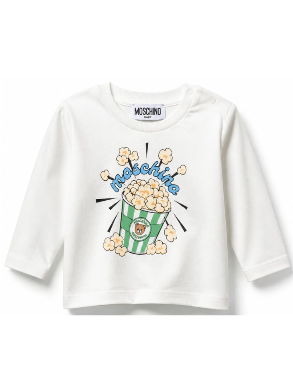 T-shirt per neonati Moschino Kids bianca con stampa grafica MUO01ELAA10 10063 MOSCHINO KIDS 