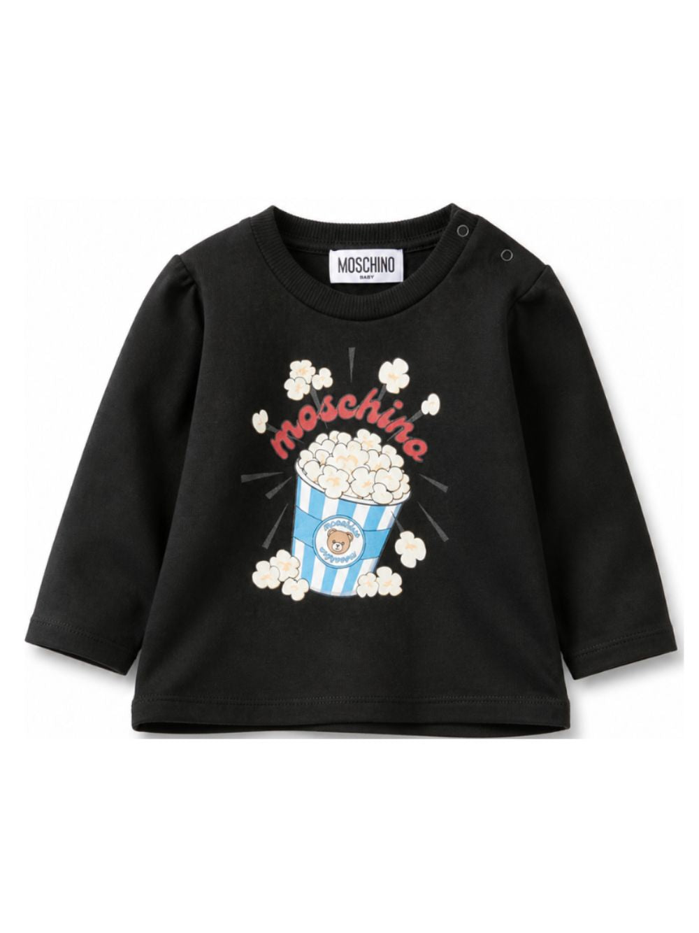 T-shirt per neonati Moschino Kids nera con stampa grafica sul davanti MUO01ELAA10 60100 MOSCHINO KIDS 
