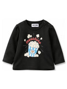T-shirt per neonati Moschino Kids nera con stampa grafica sul davanti MUO01ELAA10 60100 MOSCHINO KIDS 