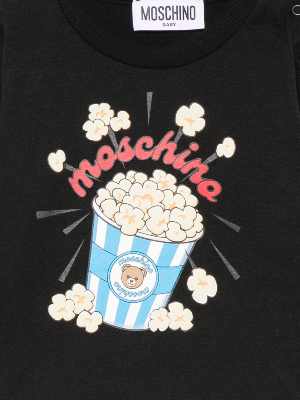 T-shirt per neonati Moschino Kids nera con stampa grafica sul davanti MUO01ELAA10 60100 MOSCHINO KIDS 