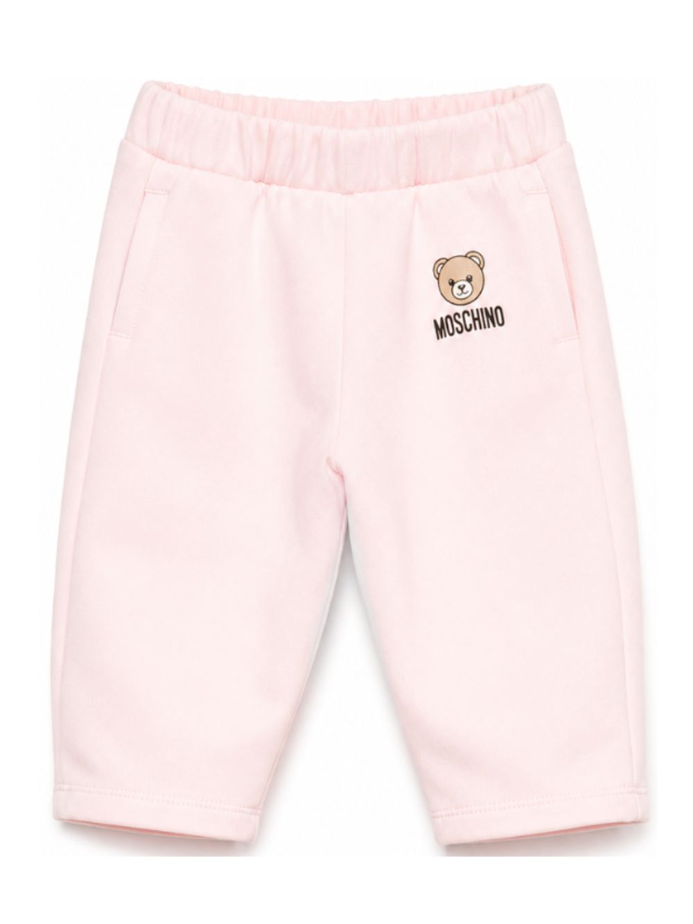 Pantaloni per neonata Moschino Kids rosa con motivo Teddy Bear MUP05XLCA92 50209 MOSCHINO KIDS 