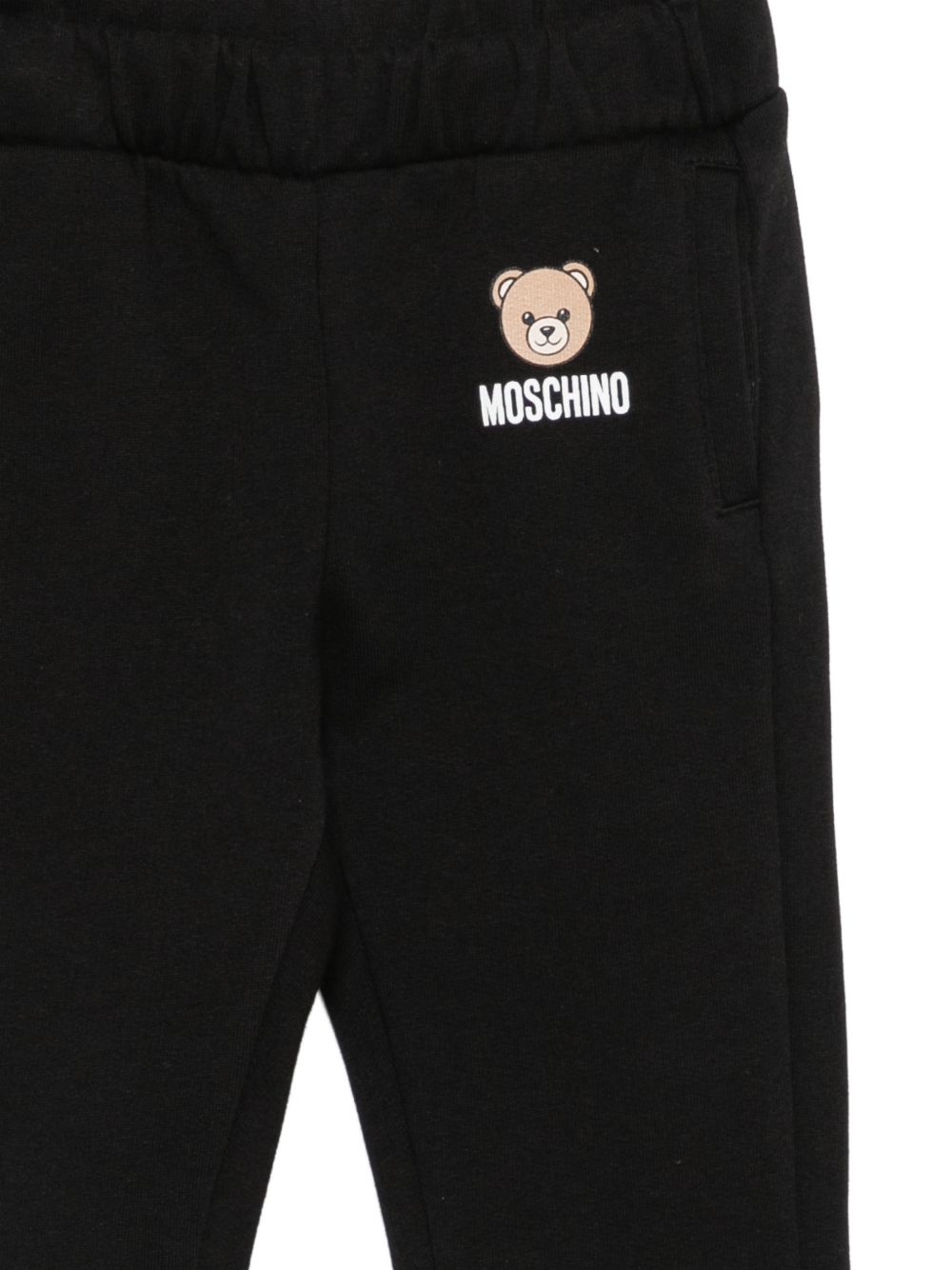 Pantaloni per neonati Moschino Kids neri con motivo Teddy Bear MUP05XLCA92 60100 MOSCHINO KIDS 