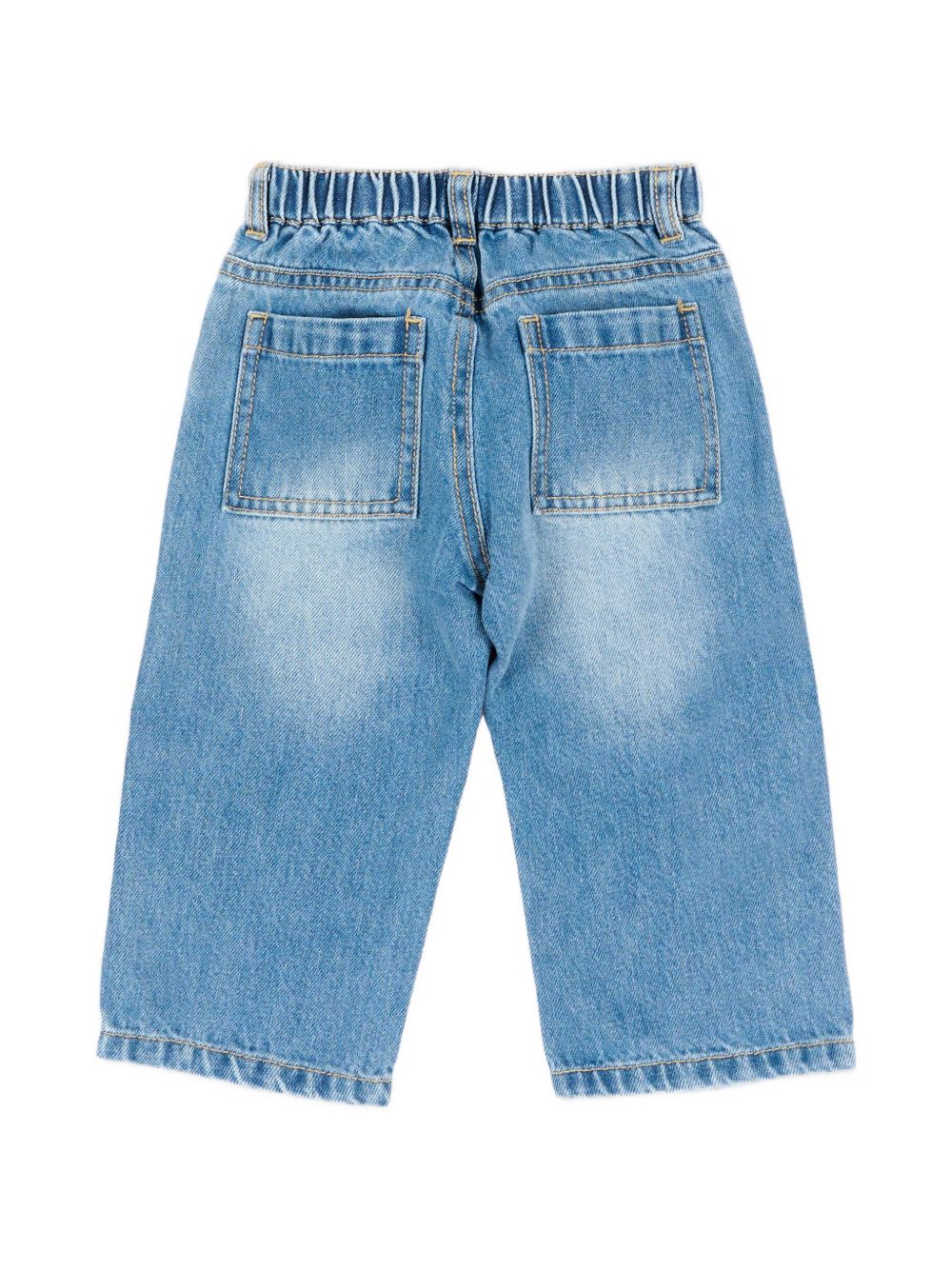 Jeans per neonato Moschino Kids blu con motivo orsetto sul davanti MUP05ZL0E36 41040 MOSCHINO KIDS 