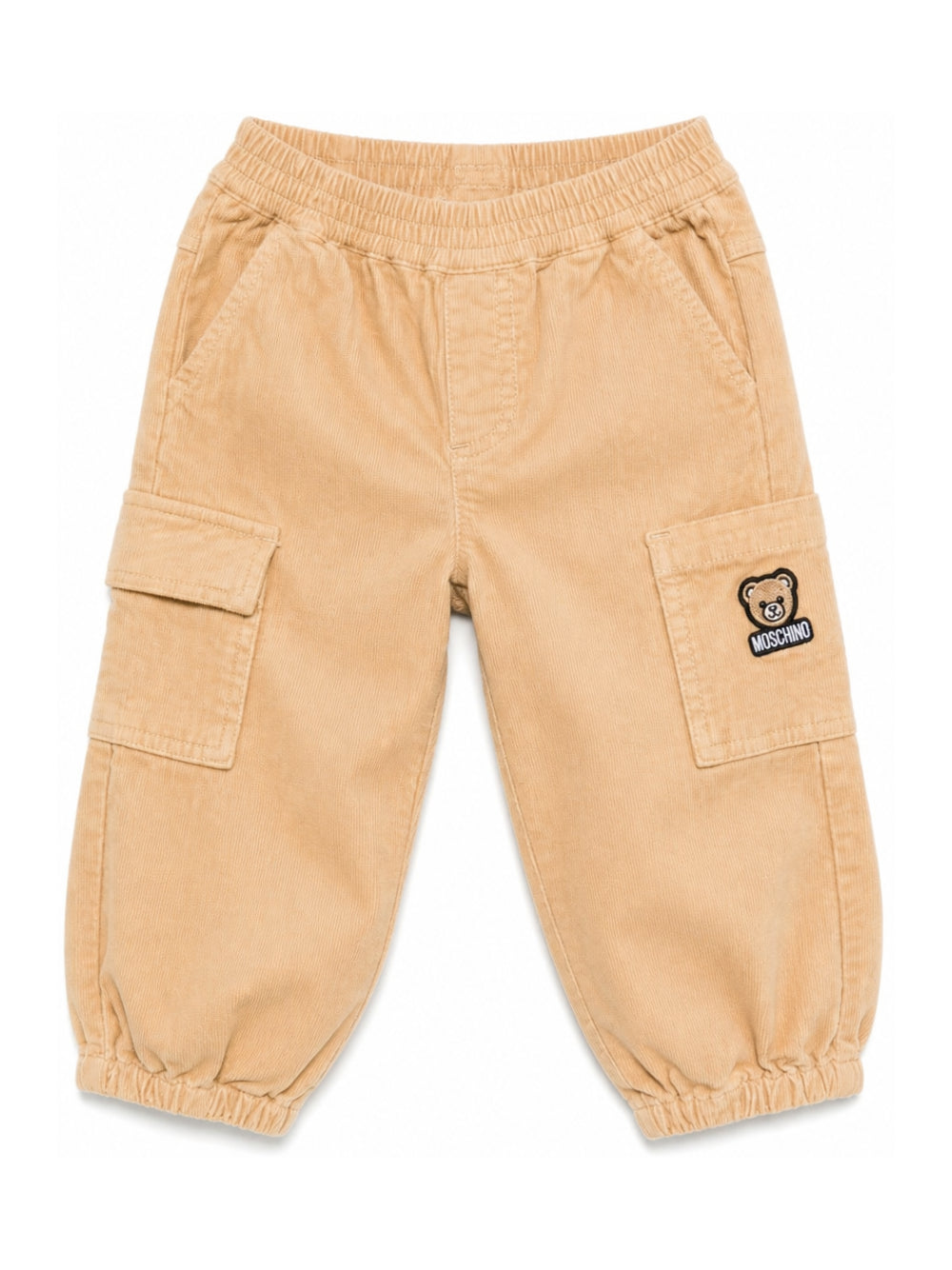 Pantaloni cargo per neonato Moschino Kids beige con applicazione laterale con logo MUP060LVC02 20351 MOSCHINO KIDS 