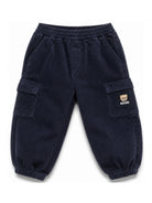 Pantaloni cargo per neonato Moschino Kids blu navy con applicazione laterale con logo MUP060LVC02 40016 MOSCHINO KIDS 