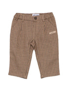 Pantaloni per neonato Moschino Kids marrone con motivo pied de poule MUP061LZE11 86805 MOSCHINO KIDS 
