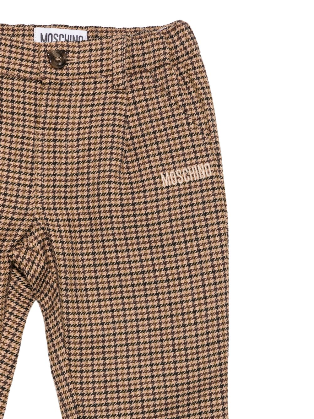 Pantaloni per neonato Moschino Kids marrone con motivo pied de poule MUP061LZE11 86805 MOSCHINO KIDS 
