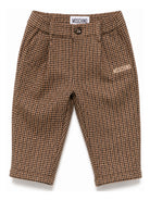 Pantaloni per neonato Moschino Kids marrone con motivo pied de poule MUP061LZE11 86805 MOSCHINO KIDS 