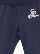 Pantaloni per neonati Moschino Kids blu con stampa Teddy Bear MUP062LCA83 40016 MOSCHINO KIDS 