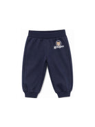 Pantaloni per neonati Moschino Kids blu con stampa Teddy Bear MUP062LCA83 40016 MOSCHINO KIDS 