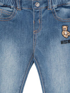 Jeans per neonato Moschino Kids blu con effetto schiarito MUP065LXE43 40332 MOSCHINO KIDS 