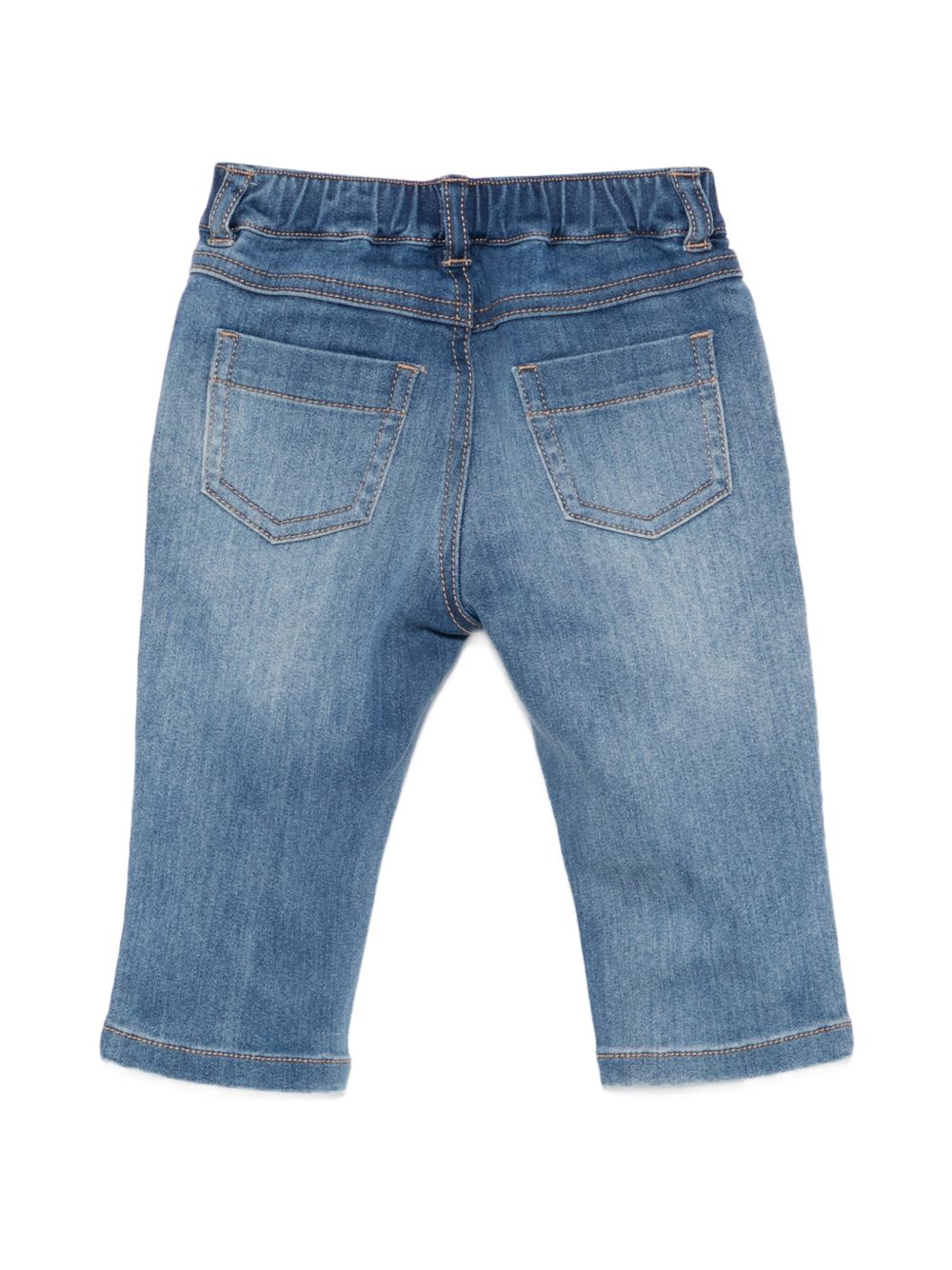 Jeans per neonato Moschino Kids blu con effetto schiarito MUP065LXE43 40332 MOSCHINO KIDS 