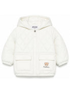 Giubbino per neonati Moschino Kids bianco con finitura trapuntata MUS036L3AC6 10063 MOSCHINO KIDS 