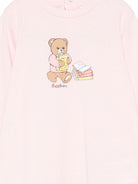 Tutina per neonata Moschino Kids rosa con motivo Teddy Bear MUT04XLAA10 50209 MOSCHINO KIDS 