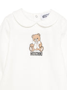 Tutina per neonati Moschino Kids bianca con colletto alla Peter Pan MUT04ZLCA40 10063 MOSCHINO KIDS 