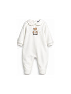 Tutina per neonati Moschino Kids bianca con colletto alla Peter Pan MUT04ZLCA40 10063 MOSCHINO KIDS 